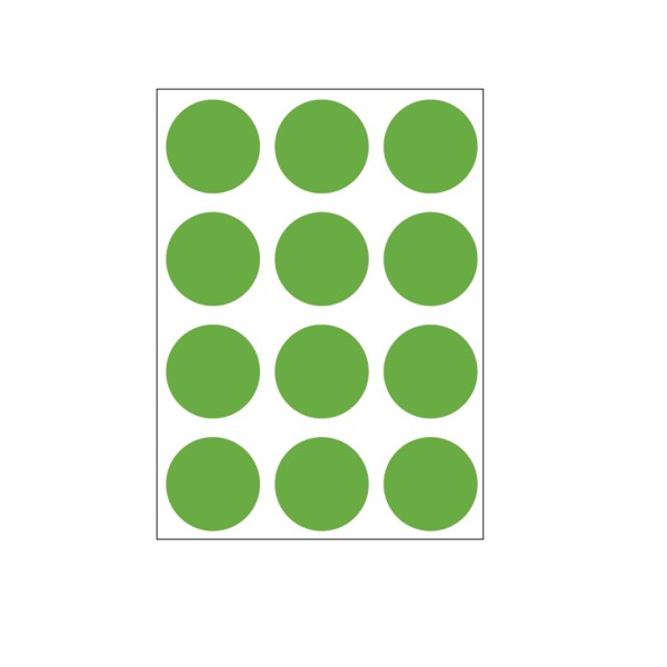 1-1/4" Color Coding Dots Green - Sheet Form